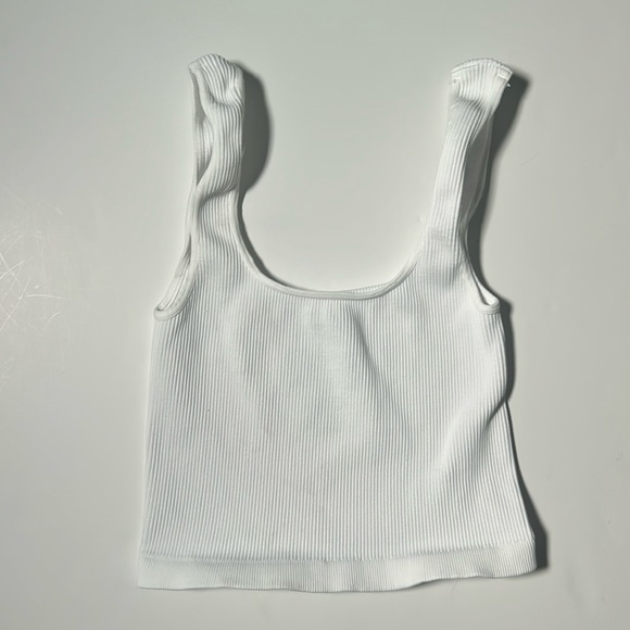 FP Movement Free People Happiness Runs Square Neck Crop Tank White XS/S NWOT - Picture 3 of 4